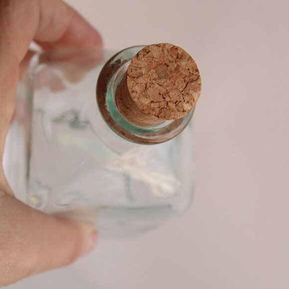 Vintage 1990s Glass Bottle With Cork / 8 Oz Recycled Spanish Glass - Picture 4 of 10